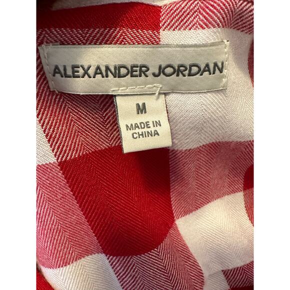 Alexander Jordan red plaid short sleeves button shirt size M - Picture 4 of 13